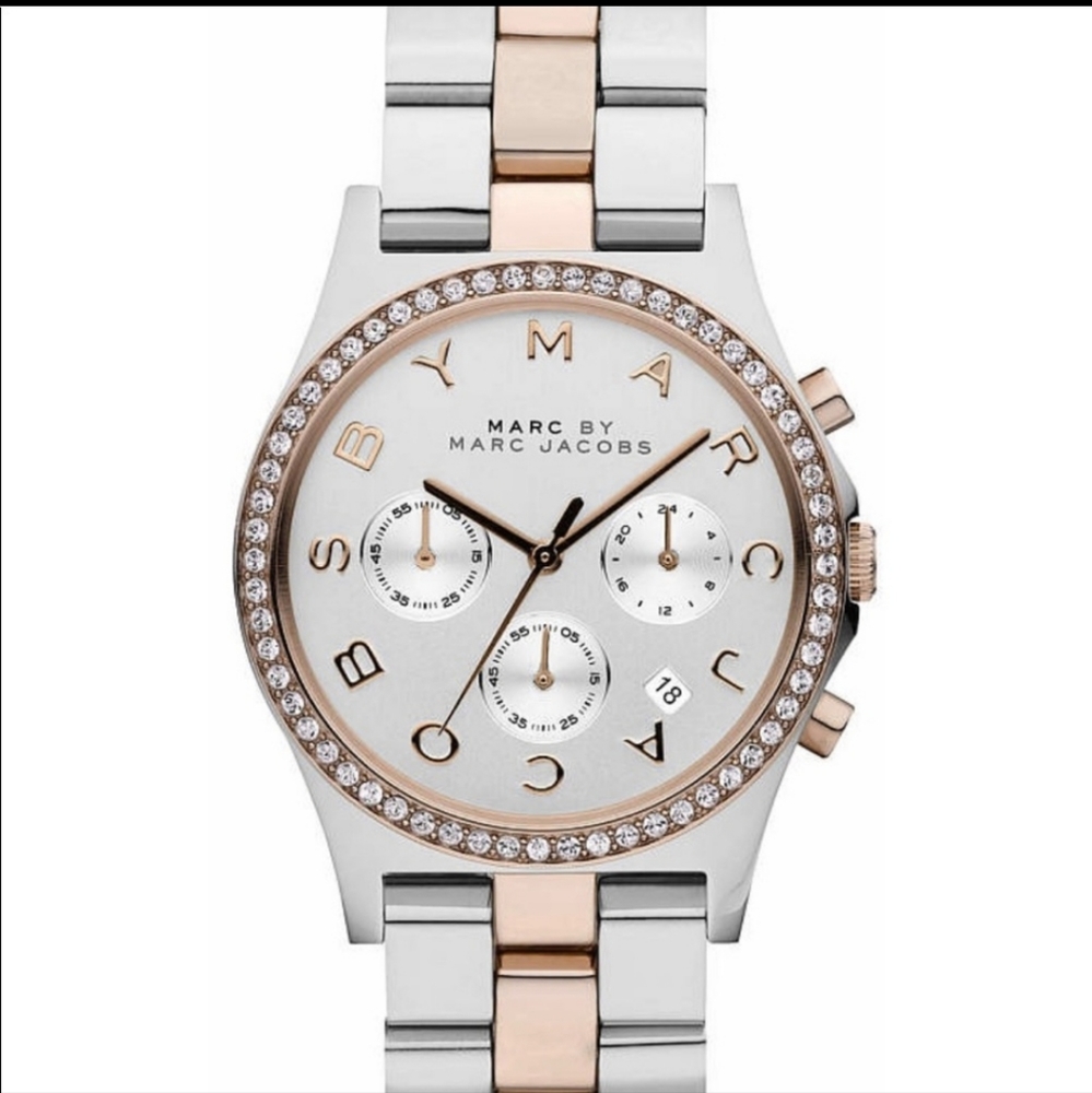 Marc by Marc Jacobs Henry Glitz stainless steel watch with new battery